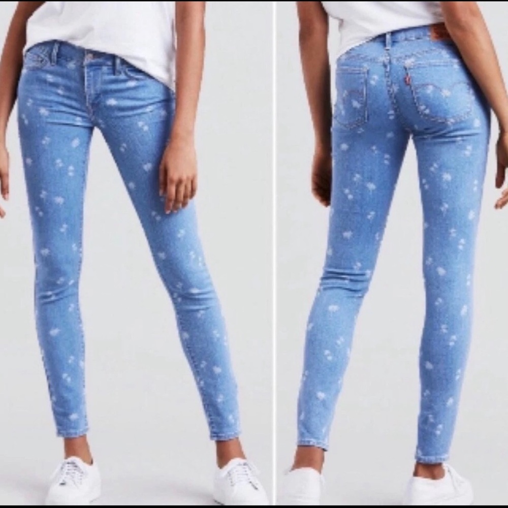 Levi's Women’s Blue Palm Tree Pattern 710 Super Skinny Jeans sz 26
